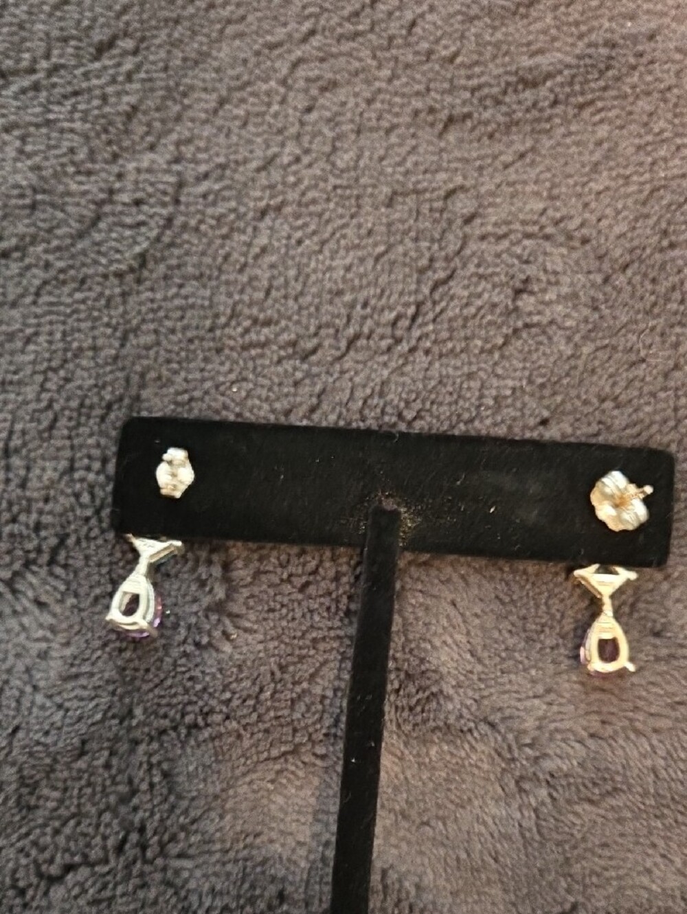 Sterling Silver Drop Earrings w/genuine Peridot, Blue Topaz, and Amethyst Stones - Picture 2 of 2